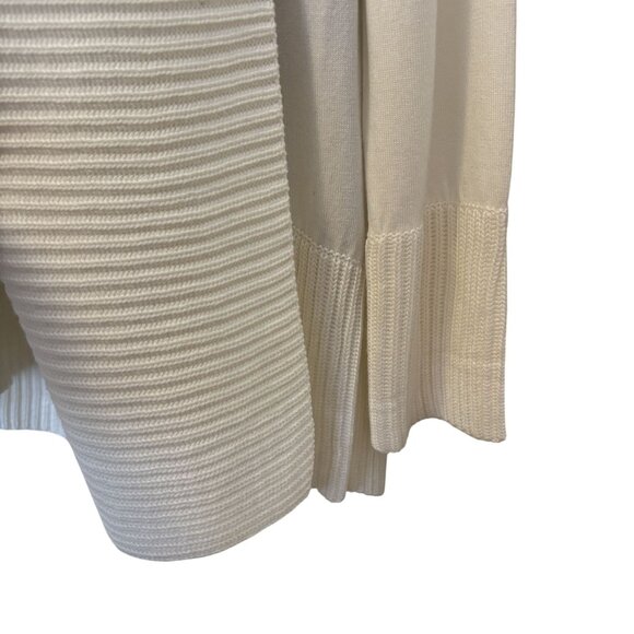 Joan Vass Ribbed Hem Open Front Cardigan Large Acrylic Rayon Blend White - Picture 4 of 12